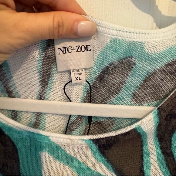 NWT NIC+ZOE FLORA GRID SUPERSOFT SWEATER - Picture 6 of 11